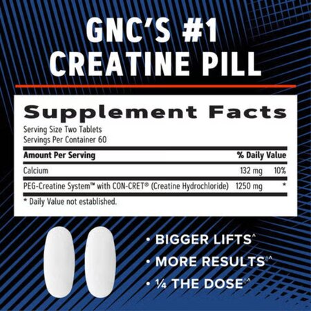 Creatina Clorhidrat cu Administrare si Absorbtie Rapida AMP, 120 tablete, GNC 820167