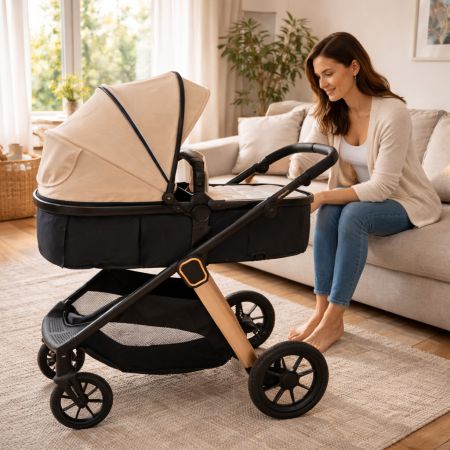 Caruciorul transformabil 2 in 1 Elite, Sand, AppeKids 769164
