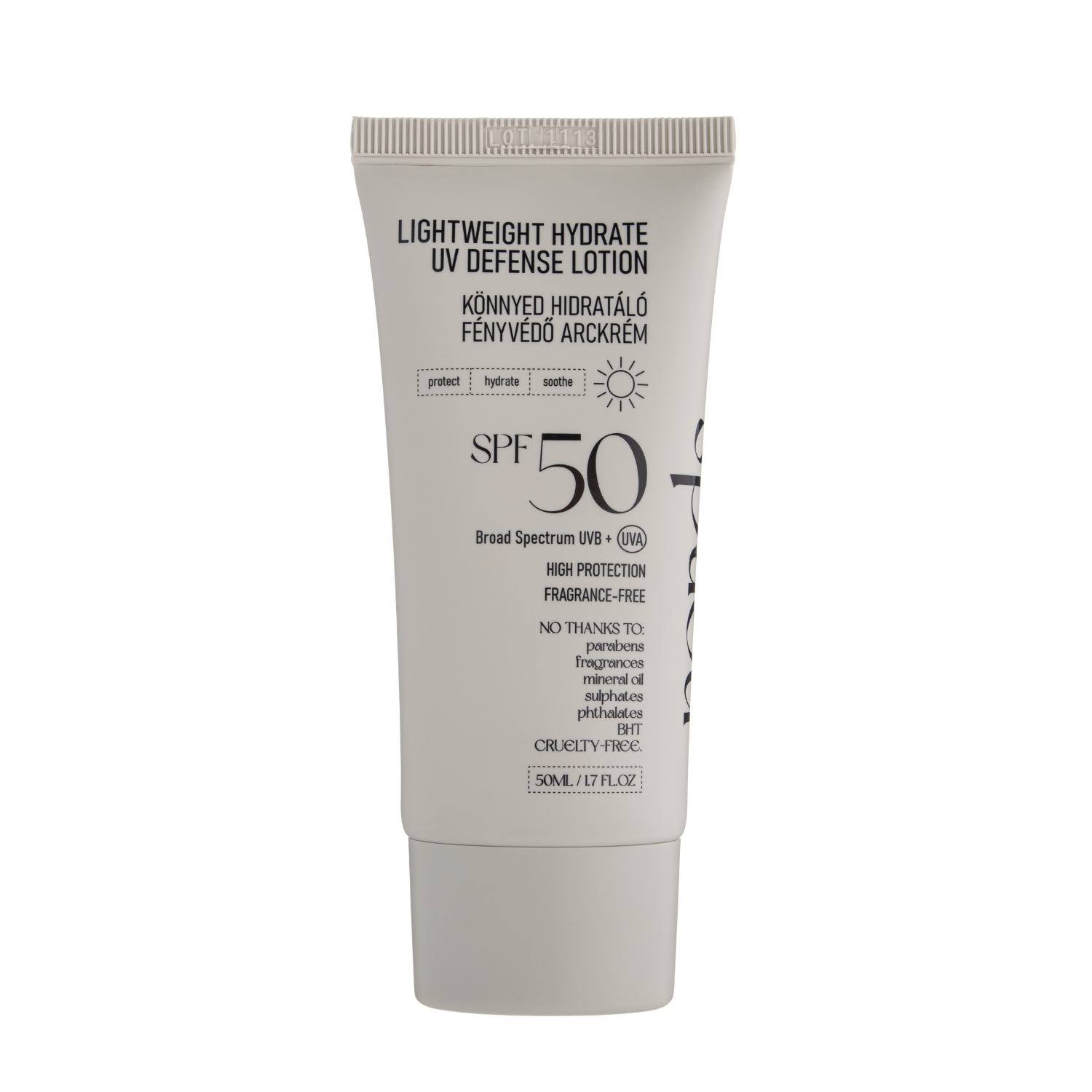 Lotiune hidratanta lejera cu SPF 50 Lightweight Hydrate UV Defense, 50 ml, Nerds