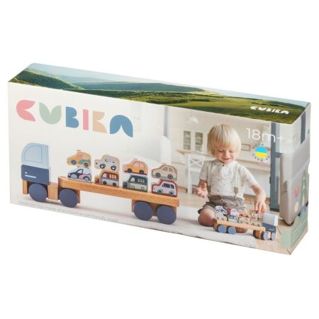 Jucarie din lemn, Camion pentru masini, 18 luni+, Cubika