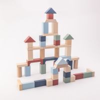 Jucarie din lemn, Kit 50 de piese de constructie, 18 luni+, Cubika