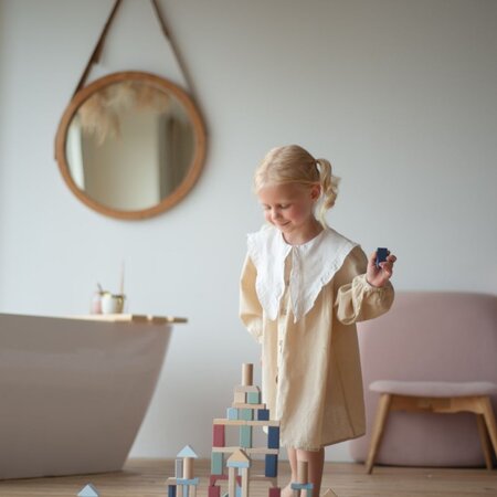 Jucarie din lemn, Kit 100 de piese de constructie, 18 luni+, Cubika 769474