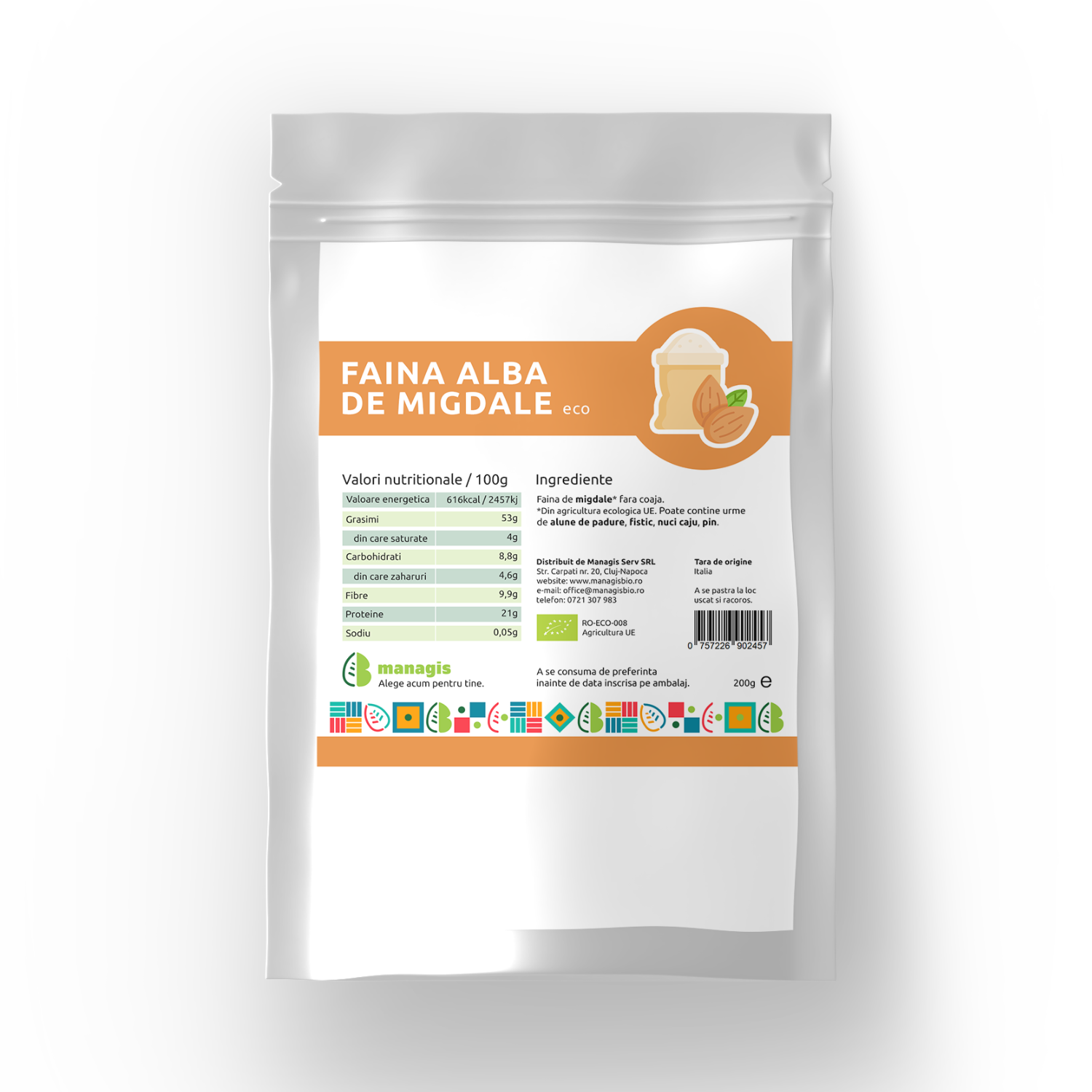 Faina alba de migdale Bio, 200 g, Managis