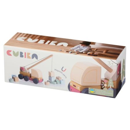 Jucarie din lemn, Macara magnetica, 3 ani+, Cubika