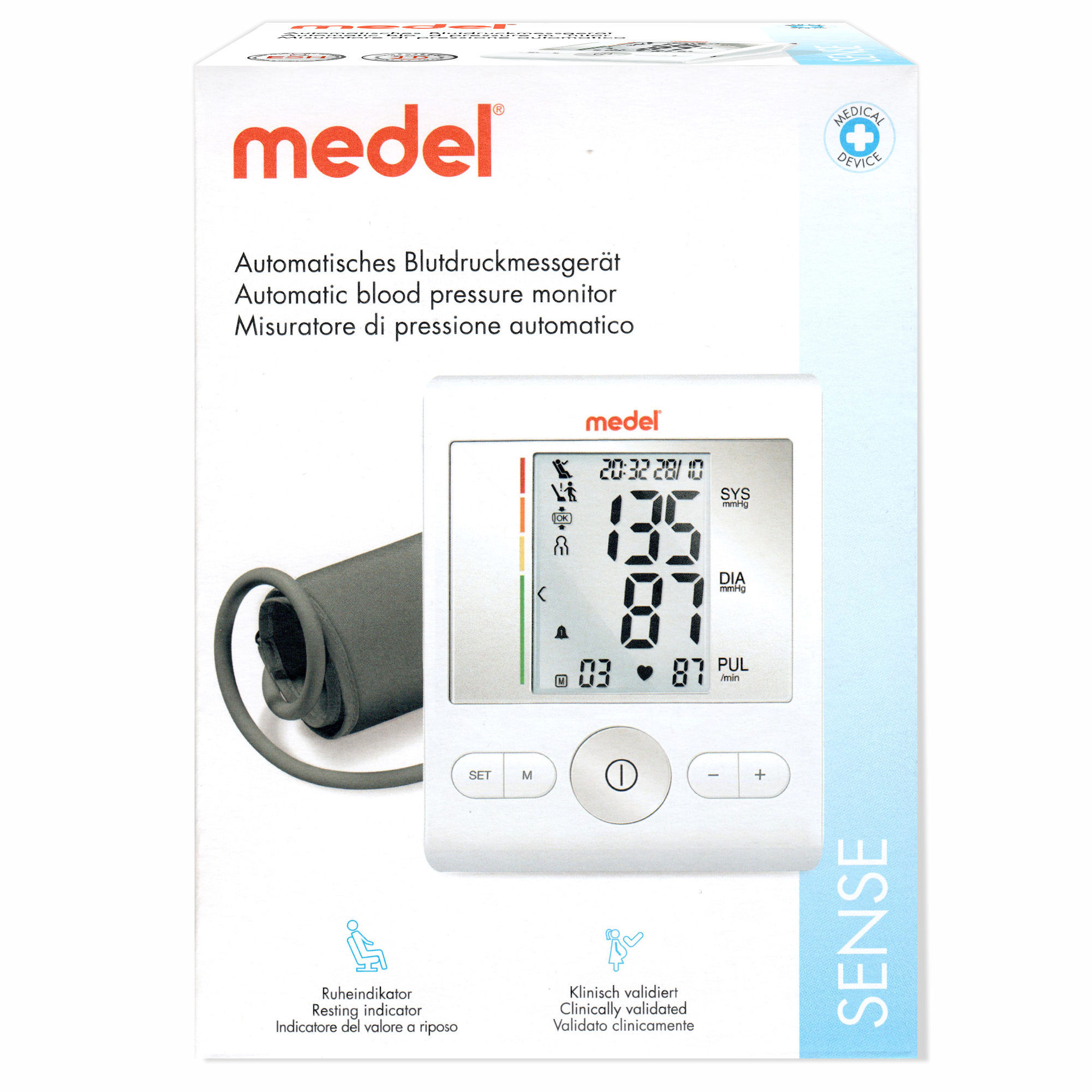 Tensiometru de brat, cu senzor de repaus Sense, Medel