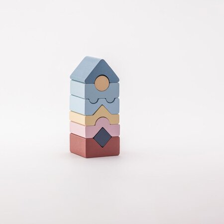 Jucarie Din Lemn, Set Constructii  Turn, 18 luni+, 8 piese, Cubika 769552