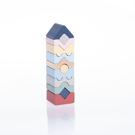 Jucarie Din Lemn, Set Constructii  Turn, 18 luni+, 12 piese, Cubika 769561
