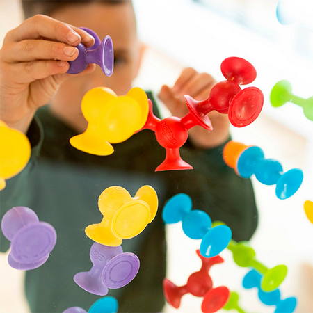 Set de constructie cu 22 de piese cu ventuze Squigz Starter, 3 ani+, Fat Brain 769594