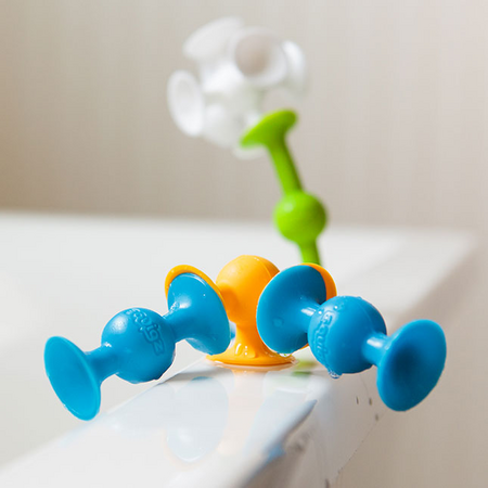 Set de constructie cu 22 de piese cu ventuze Squigz Starter, 3 ani+, Fat Brain 769593