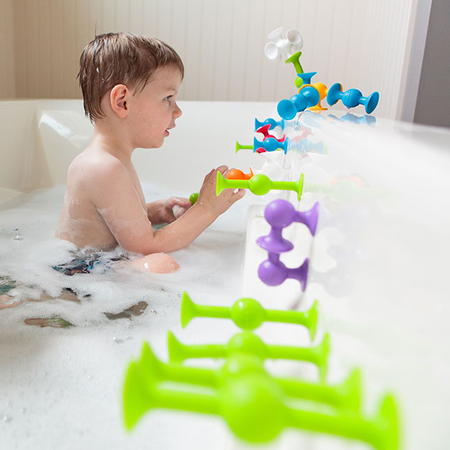 Set de constructie cu 22 de piese cu ventuze Squigz Starter, 3 ani+, Fat Brain 769591
