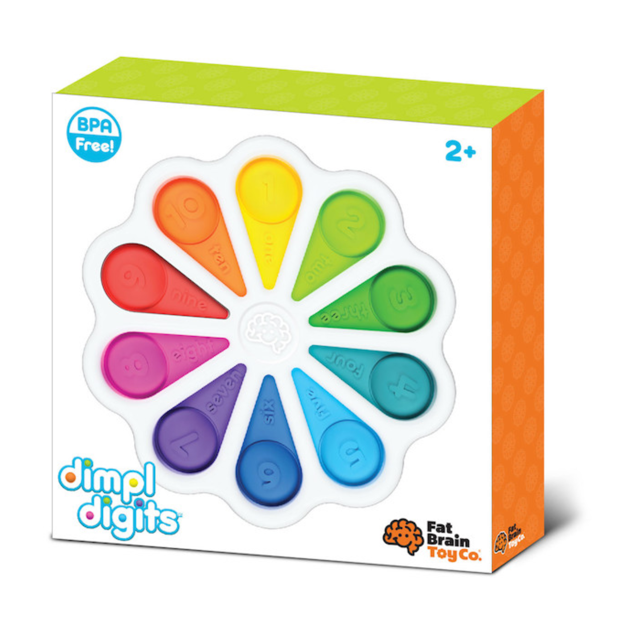 Jucarie senzoriala cu bule numerice din silicon Dimpl Digits, 2 ani+, Fat Brain