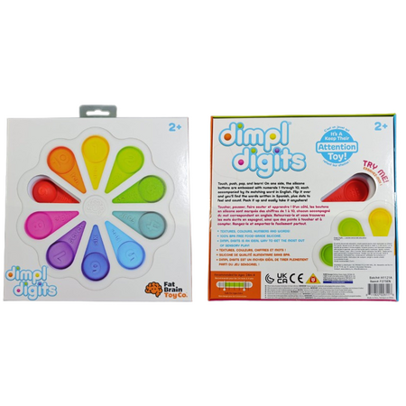 Jucarie senzoriala cu bule numerice din silicon Dimpl Digits, 2 ani+, Fat Brain 769632