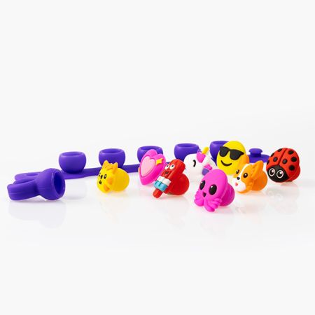 Set bratara si inel cu talismane pop-it Plip Charms, Roz, 4 ani+, Fat Brain 769646