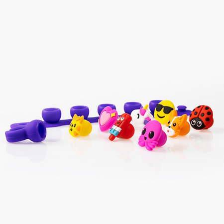 Set bratara si inel cu talismane pop-it Plip Charms, Roz, 4 ani+, Fat Brain 769646