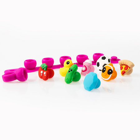 Set bratara si inel cu talismane pop-it Plip Charms, Turcoaz, 4 ani+, Fat Brain 769659