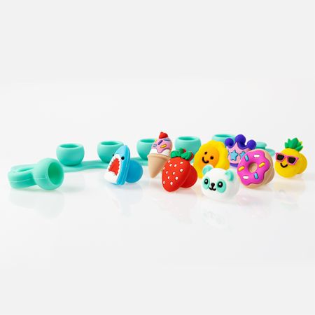 Set bratara si inel cu talismane pop-it Plip Charms, Mov, 4 ani+, Fat Brain 769669