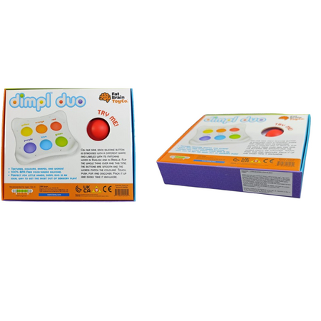 Jucarie senzoriala educativa cu bule din silicon Dimpl Duo, 12 luni+, Fat Brain 769681