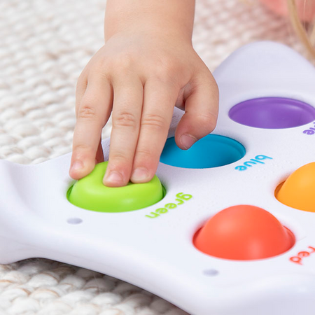 Jucarie senzoriala educativa cu bule din silicon Dimpl Duo, 12 luni+, Fat Brain 769678