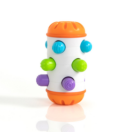 Jucarie senzoriala tip cilindru cu butoane click-clack Rolio, 6 luni+, Fat Brain 769696