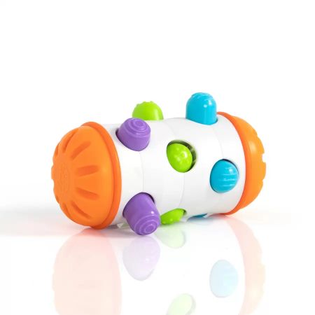 Jucarie senzoriala tip cilindru cu butoane click-clack Rolio, 6 luni+, Fat Brain 769693