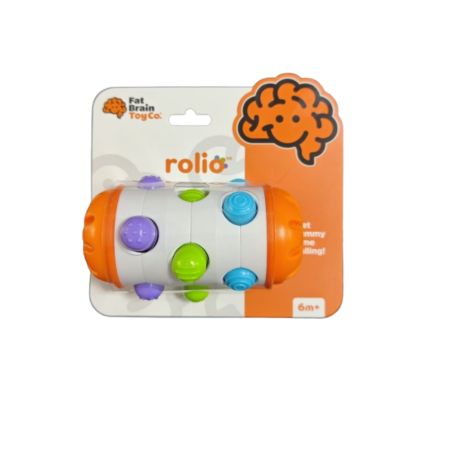 Jucarie senzoriala tip cilindru cu butoane click-clack Rolio, 6 luni+, Fat Brain