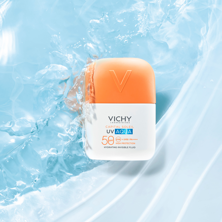 Fluid hidratant colorat cu SPF 50 Capital Soleil Uv Aqua, Invizibil, 50 ml, Vichy 770140