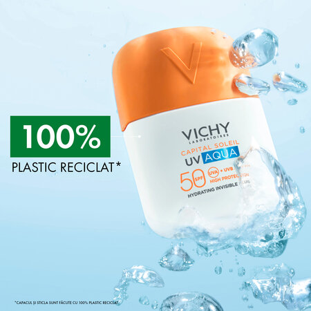 Fluid hidratant colorat SPF 50 Capital Soleil Uv Aqua, Invizibil, 50 ml, Vichy 770137