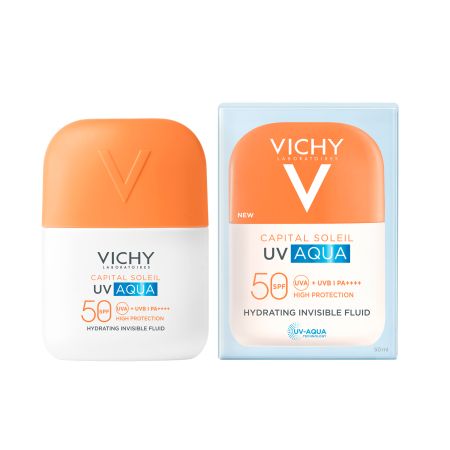 Fluid hidratant colorat SPF 50 Capital Soleil Uv Aqua, Invizibil, 50 ml, Vichy 770134
