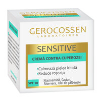 Crema contra cuperozei cu Niacinamida, Castan, Ulei de Galbenele si Aloe Vera Sensitive, SPF 10, 50 ml, Gerocossen