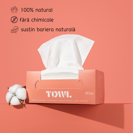 Prosoape faciale de unica folosinta Waffle, pachet xxl, 80 bucati, Towl 771018