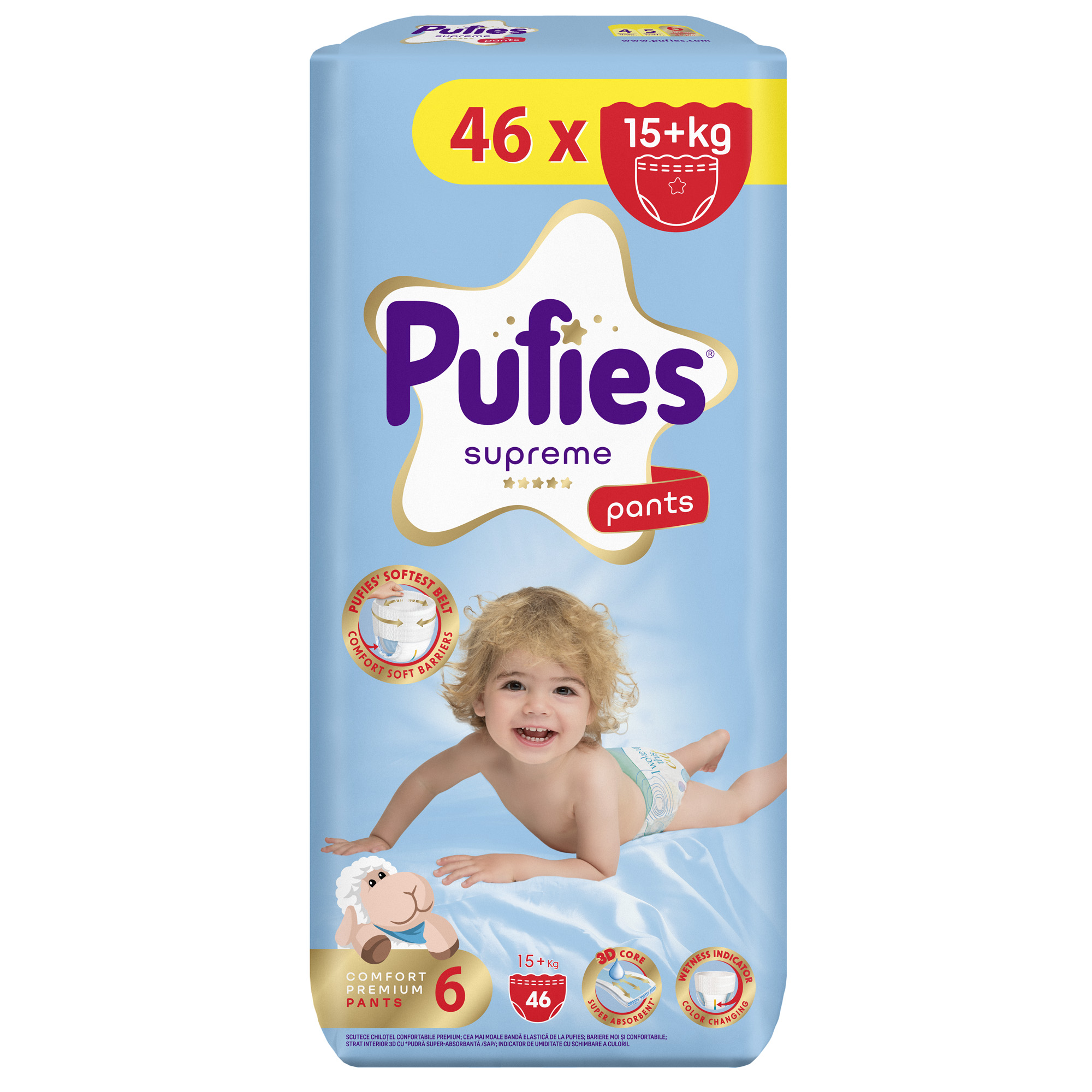 Scutece chilotel Supreme, Nr.6, 15+ kg, 46 buc, Pufies