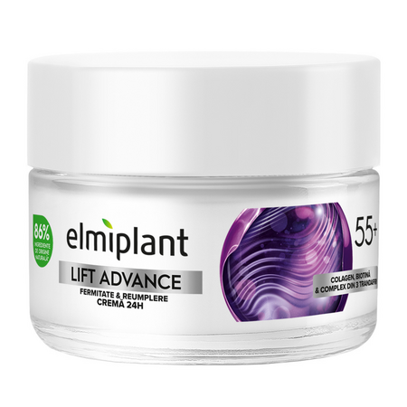 Crema de fata pentru fermitate si reumplere Lift Advance 24h, 55 ani+, 50 ml, Elmiplant 771088