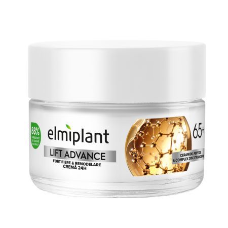 Crema de fata pentru fortifiere si remodelare Lift Advance 24h, 65 ani+, 50 ml, Elmiplant 771107