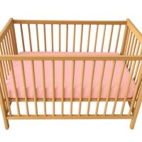 Cearceaf cu elastic dublat 2 in 1 din bumbac, cu interior impermeabil, 60x120 cm, Roz, Twindeco