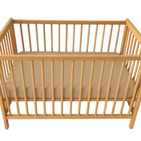 Cearceaf cu elastic dublat 2 in 1 din bumbac, cu interior impermeabil, 60x120 cm, Bej, Twindeco