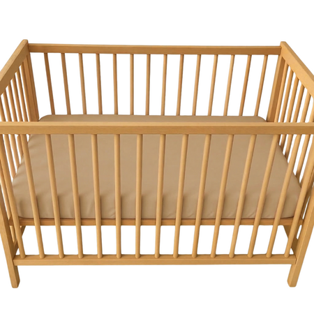 Cearceaf cu elastic dublat 2 in 1 din bumbac, cu interior impermeabil, 60x120 cm, Bej, Twindeco