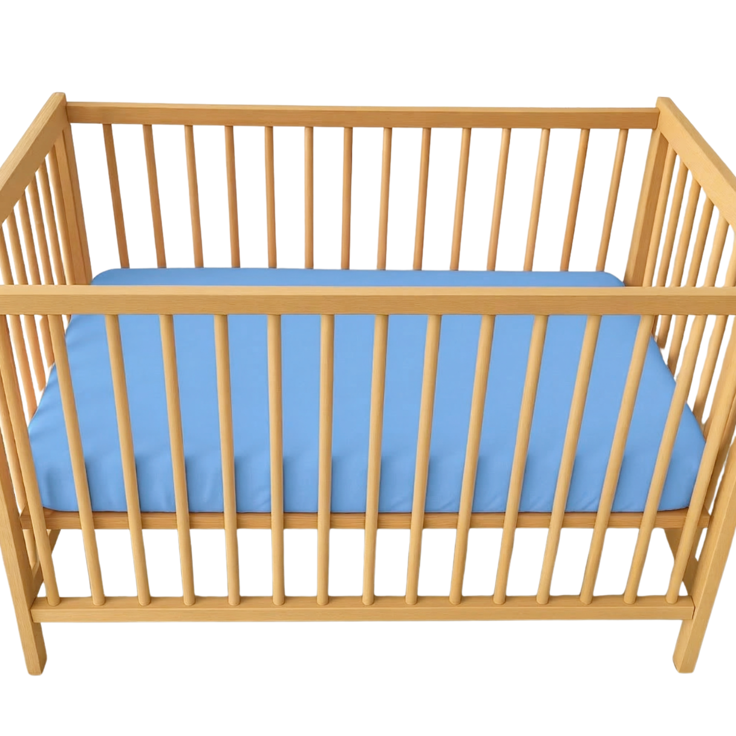 Cearceaf cu elastic dublat 2 in 1 din bumbac, cu interior impermeabil, 60x120 cm, Albastru, Twindeco