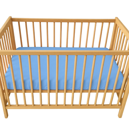 Cearceaf cu elastic dublat 2 in 1 din bumbac, cu interior impermeabil, 60x120 cm, Albastru, Twindeco