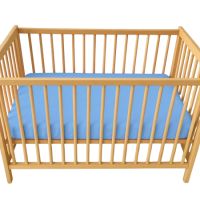 Cearceaf cu elastic dublat 2 in 1 din bumbac, cu interior impermeabil, 60x120 cm, Albastru, Twindeco