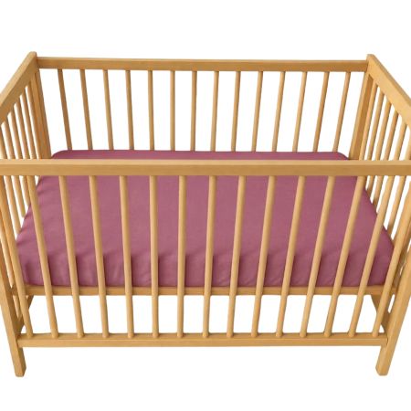 Cearceaf cu elastic dublat 2 in 1 din bumbac, cu interior impermeabil, 60x120 cm, Mov, Twindeco