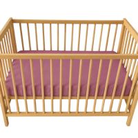 Cearceaf cu elastic dublat 2 in 1 din bumbac, cu interior impermeabil, 60x120 cm, Mov, Twindeco