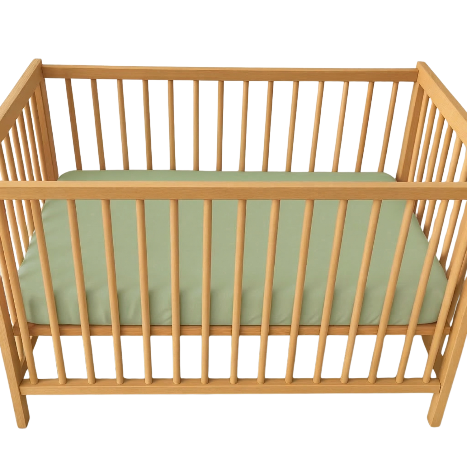 Cearceaf cu elastic dublat 2 in 1 din bumbac, cu interior impermeabil, 60x120 cm, Verde, Twindeco