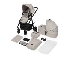 Carucior reversibil 2 in 1 cu multiple accesorii Amber Plus, pana la 22 kg, Bej, 0-4 ani, Lionelo