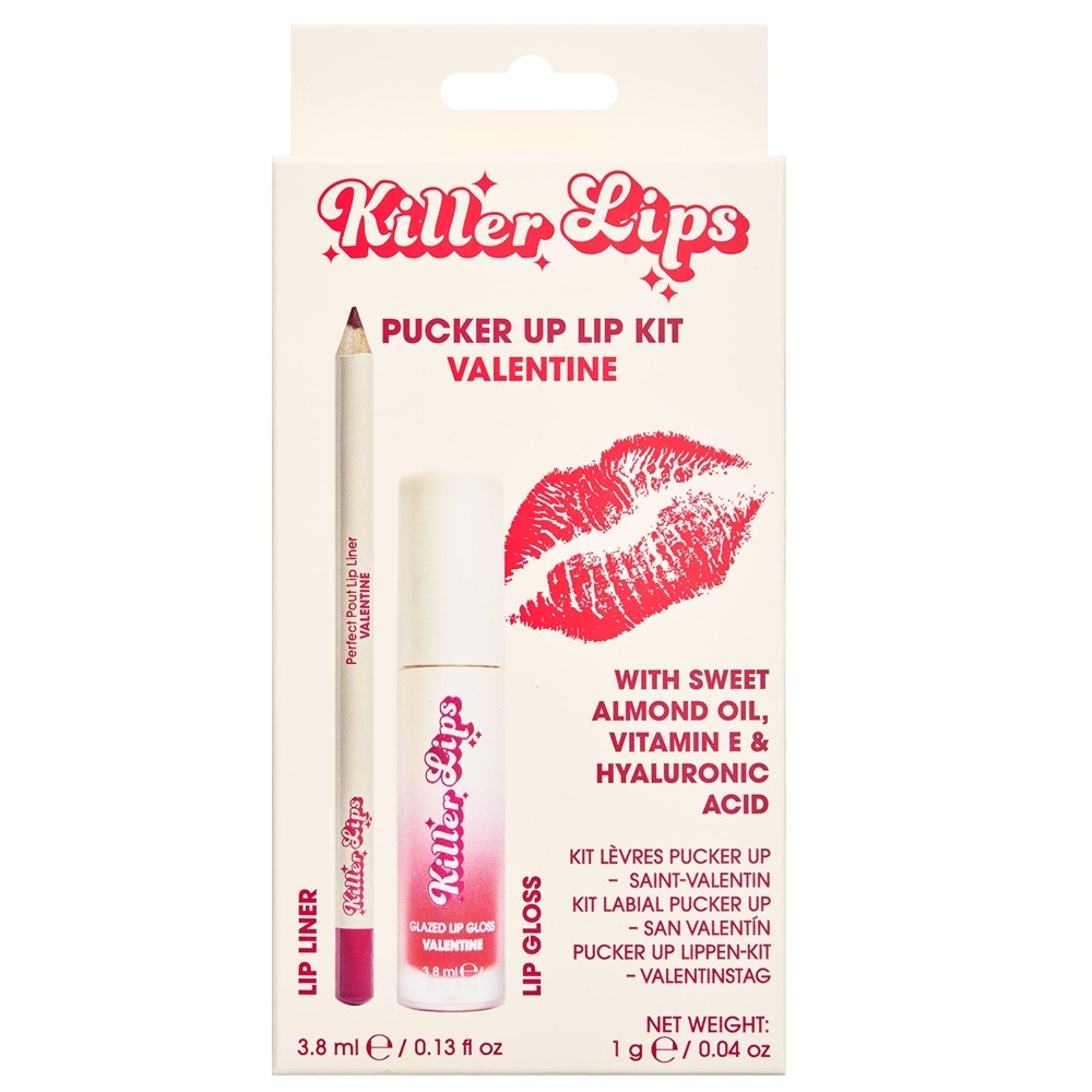 Kit Luciu de buze 3.8 ml + Creion de buze 1 g Pucker Up, Valentine, Killer Lips