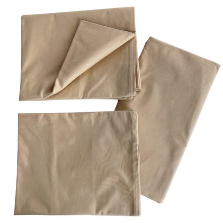 Set lenjerie din bumbac organic, 120 x 60 cm, Bej, 3 piese, Twindeco