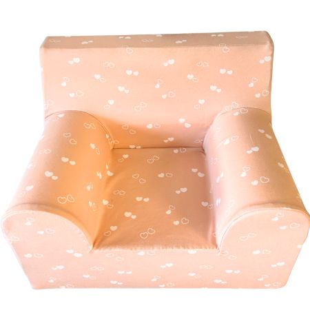 Fotoliu pentru copii Jersey, Roz cu inimioare, Twindeco