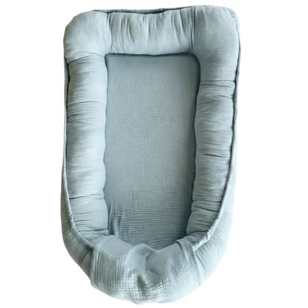Baby Nest din muselina cu 2 fete, Baby Blue, Twindeco