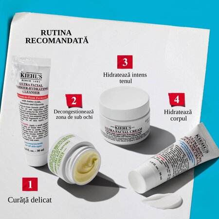 Set gel de curatare+crema fata+crema ochi+crema corp Ultra Facial Master Moisturizing Mini, 30 ml + 28 ml +14 ml + 30 ml, Kiehl's 771845