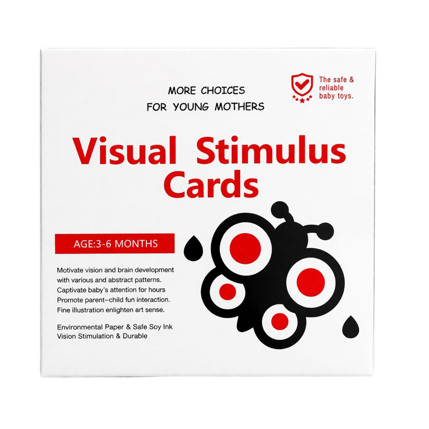 Set carduri stimulare vizuala rosu-negru, 3–6 luni, Oem