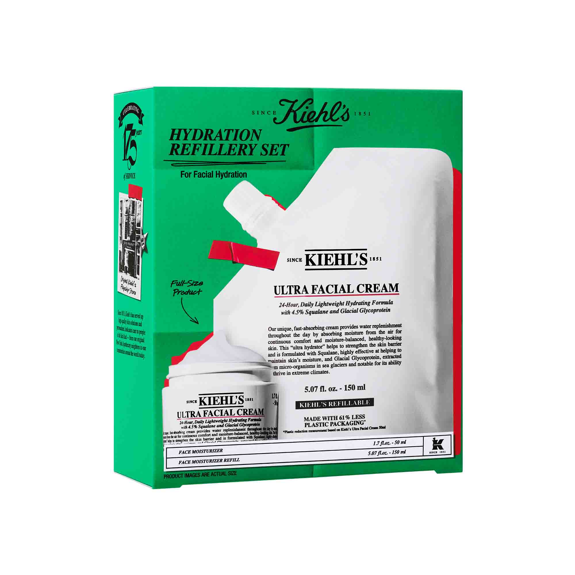 Set crema hidratanta Ultra Facial + Cream hidratanta Ultra Facial rezerva Hydration Refillery, 50 ml + 150 ml, Kiehl's